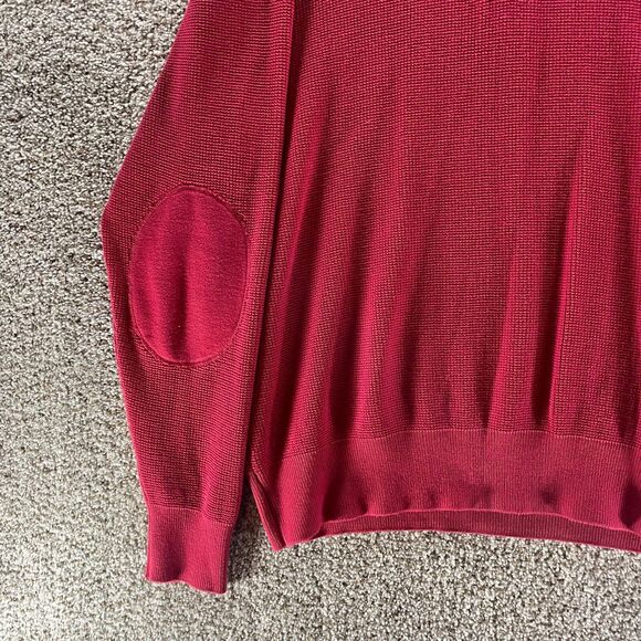 Vintage Orvis Sweater Mens Extra Large Red Quarter Zip Elbow Patches Waffle Knit - Picture 5 of 12